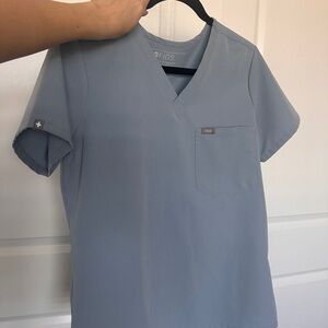 Figs Dusty Blue V-Neck Scrub Top